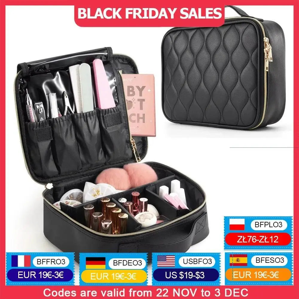Travel Makeup Bag, Make up Bag Leather Cosmetic Bag Travel Toiletry Bag Make Up Bag Brush Organizer - ACHETE LTD