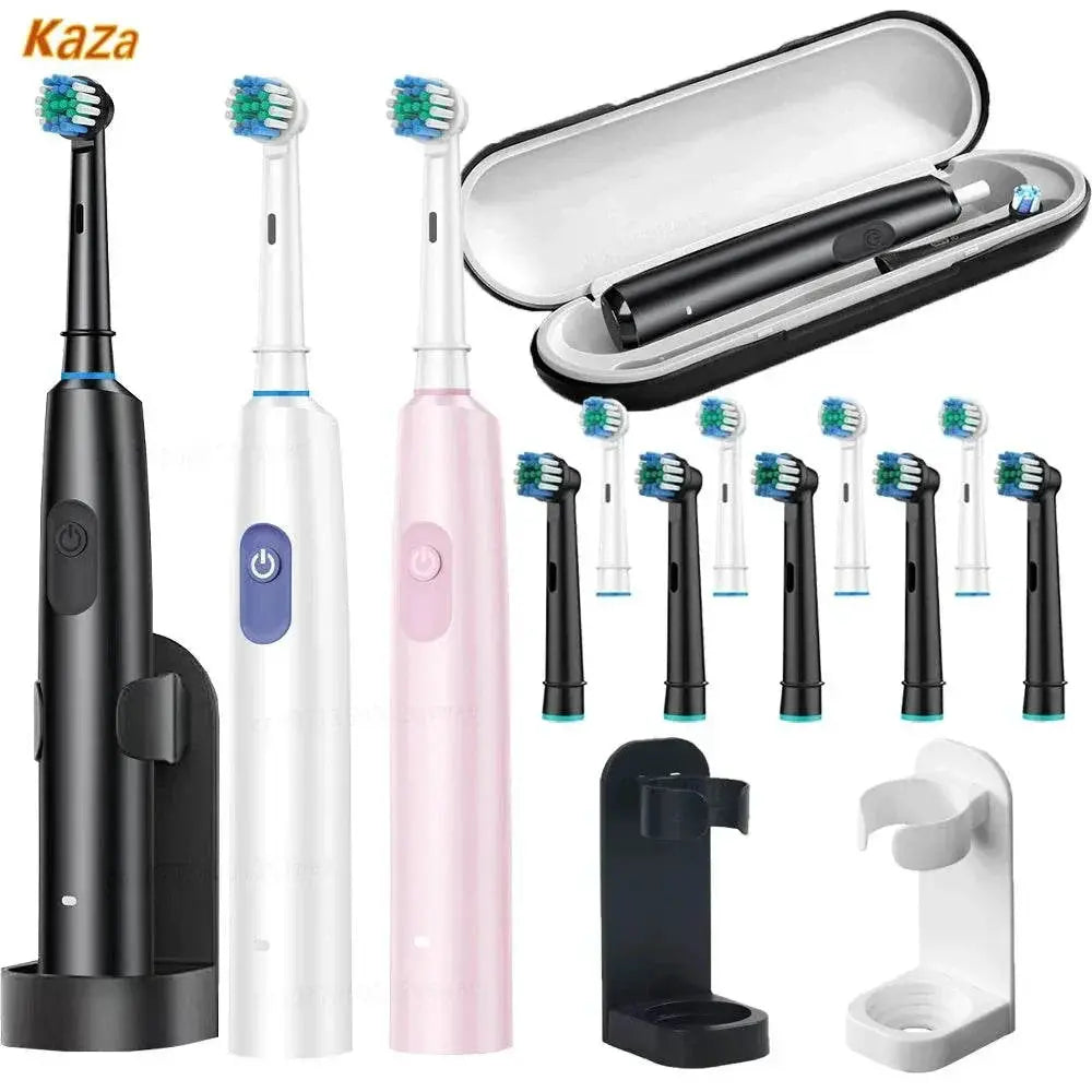 Rechargeable Electric Toothbrush Rotating 2 Minute Timer Electric Tooth Brush for Adults with 8 Brush Heads Sensitive Gum Care - ACHETE LTD
