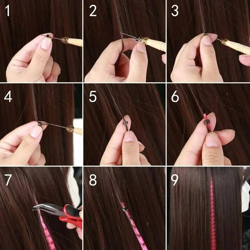 AZQUEEN Feather Hair Extension 10Pieces Fake Hair I Tip Rainbow Synthetic Hair 16inch Hairpiece Feather for Hair Extension - ACHETE LTD