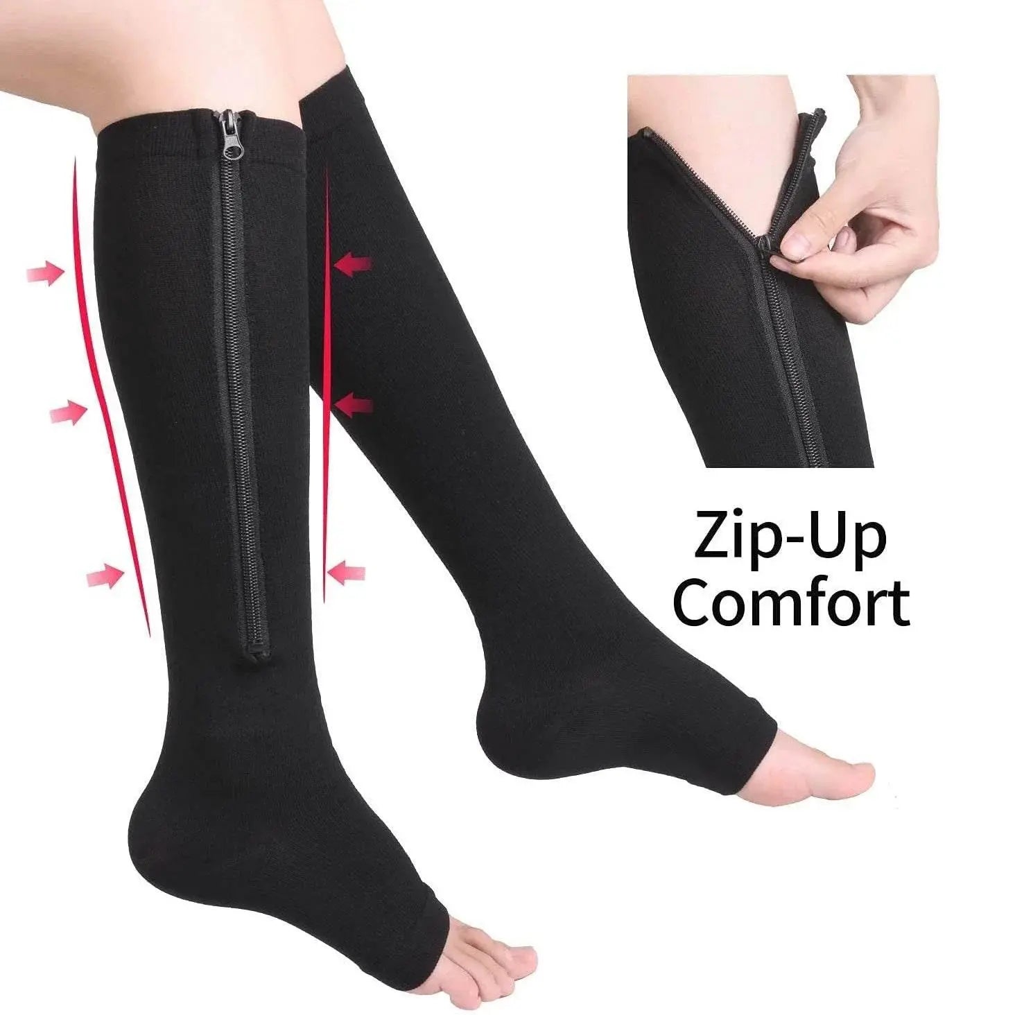 Compression Socks Running Sports Socks Hiking Men Women Knee High Zipper Socks Anti-Fatigue Compression Socks Stretchy Sox - ACHETE LTD