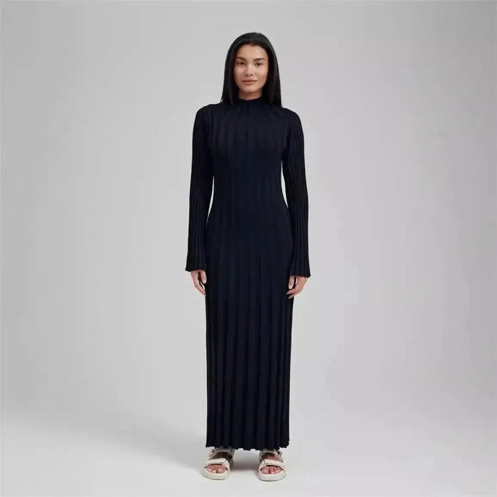 Elegant Turtleneck Knitted Sweater Dress for Women Fashion Long Sleeve Slim Casual Maxi Dress Fall Winter Holidays Party Dress - ACHETE LTD