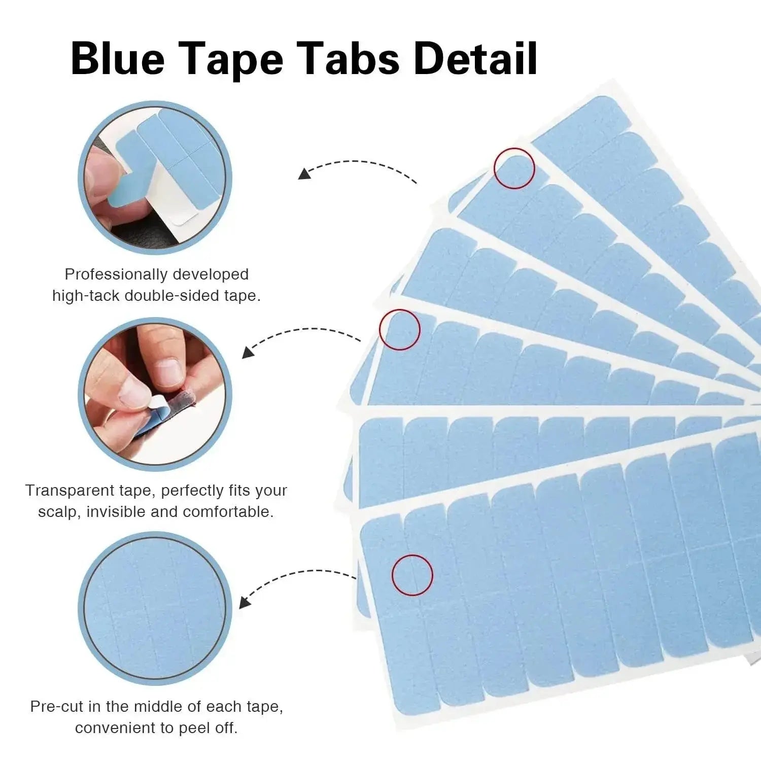 60Pieces Hair Extension Tape Tabs Double Sided Replacement Tape in Hair Extensions Adhesive Hair Extension Tapes Hair Extension - ACHETE LTD
