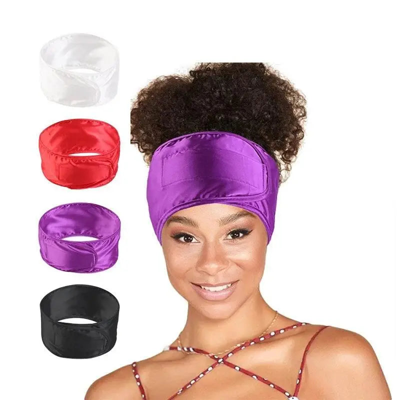 New Women Soft Silky satin headband Adjustable Sports Hairband Yoga Spa Bath Shower Wash Face Make Up Cosmetic Wide Head Band - ACHETE LTD