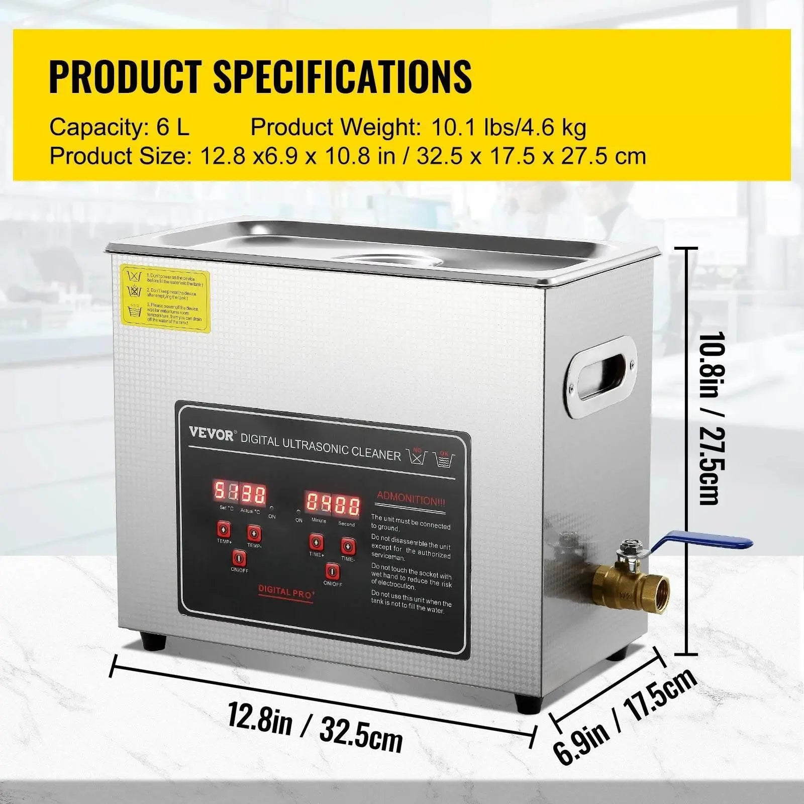 VEVOR Ultrasonic Cleaner w/ Digital Timer & Heater,Professional Ultra Sonic Jewelry Cleaner,Stainless Steel Heated Clean Machine - ACHETE LTD