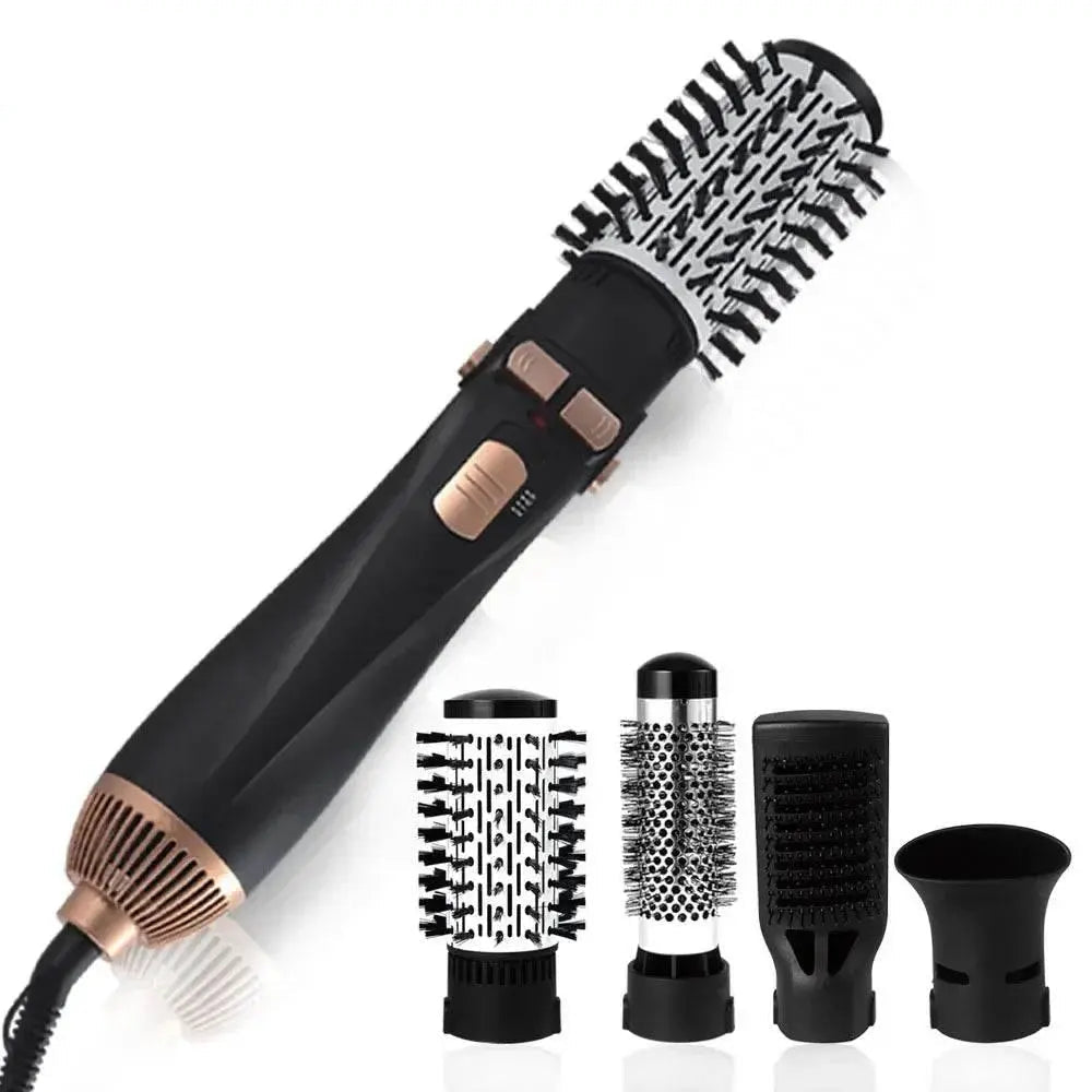 Hot Air Brush 4 Head Replaceable Hair Dryer Comb One Step Blower Strong Wind Electric Straightener Roller Curler Styling Tools - ACHETE LTD