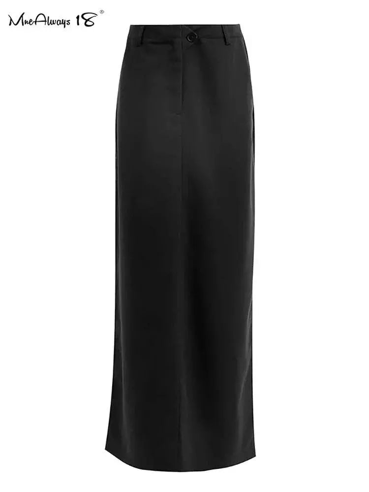 Mnealways18 Black Loose Long Skirts Women A-Line Zip Skirts Ladies Elegant Summer Skirts Female With Pocket Ankle-Length Skirts - ACHETE LTD
