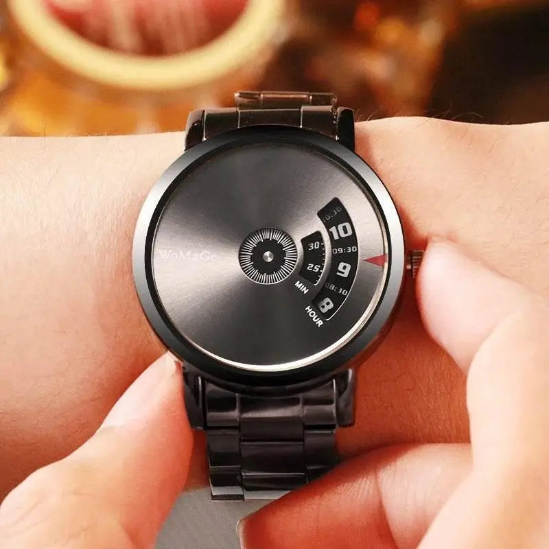 WoMaGe Black Men Watches Fashion Creative Watches Men Stainless Steel Quatrz Wristwatch Luxury Mens Watches horloge man - ACHETE LTD