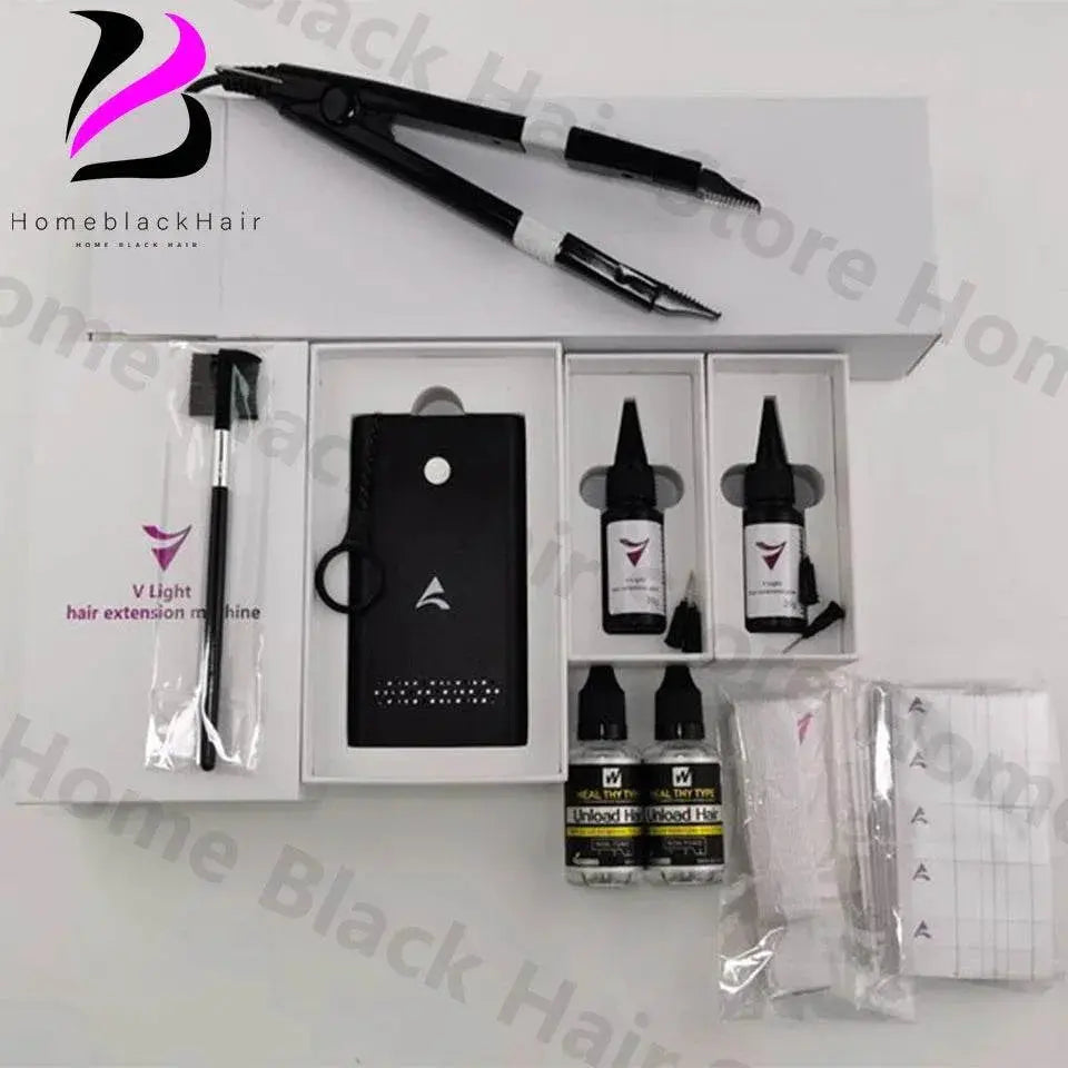 V-Light Technology Hair Extension Machine white Hair Extension Tools Kit Set with V light Hair extension glue - ACHETE LTD