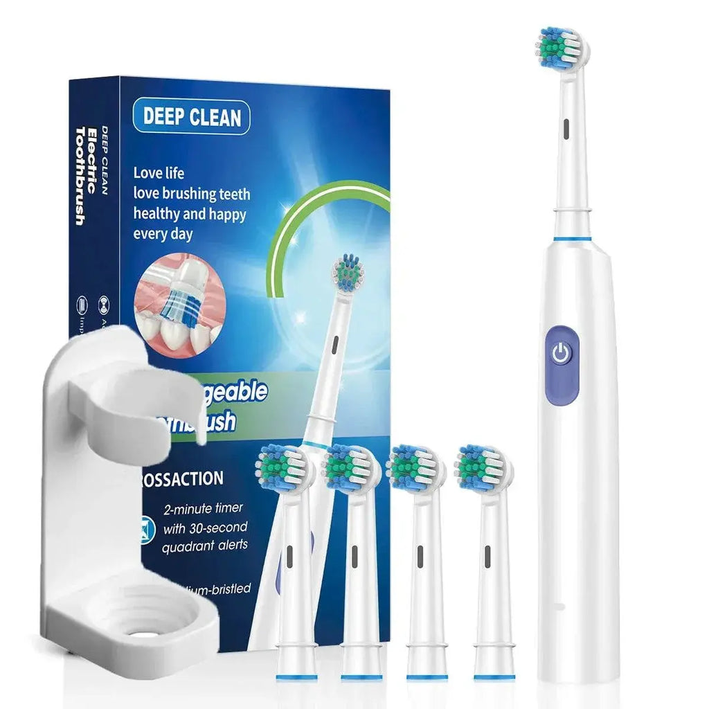 Rechargeable Electric Toothbrush Rotating 2 Minute Timer Electric Tooth Brush for Adults with 8 Brush Heads Sensitive Gum Care - ACHETE LTD