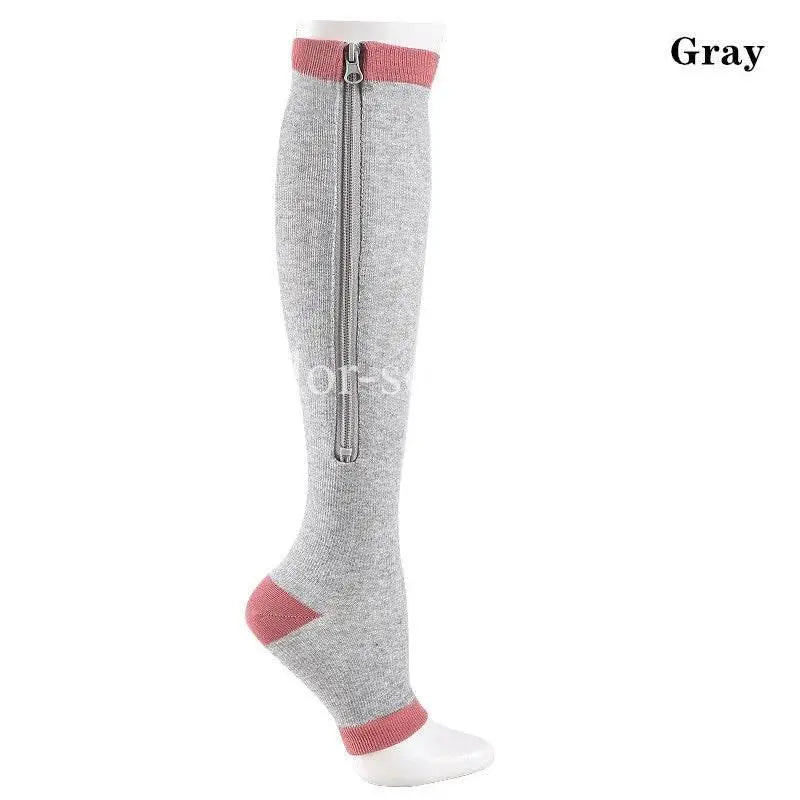 Compression Socks Running Sports Socks Hiking Men Women Knee High Zipper Socks Anti-Fatigue Compression Socks Stretchy Sox - ACHETE LTD