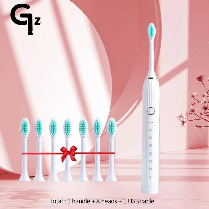 GeZhou N105 Sonic Electric Toothbrush Adult Timer Brush USB Rechargeable Electric Tooth Brushes with 8pcs Replacement Brush Head - ACHETE LTD