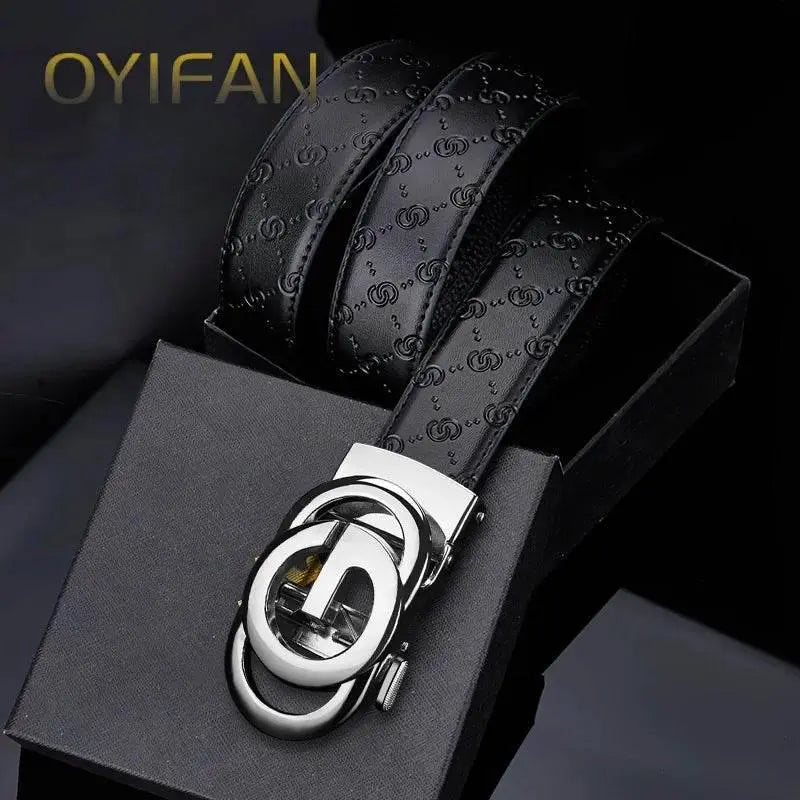 Fashions Men's Belt, Genuine Leather Belt, 3.5cm Automatic Belt with Alloy Buckle, High Quality Belt for Men，luxury belt men - ACHETE LTD