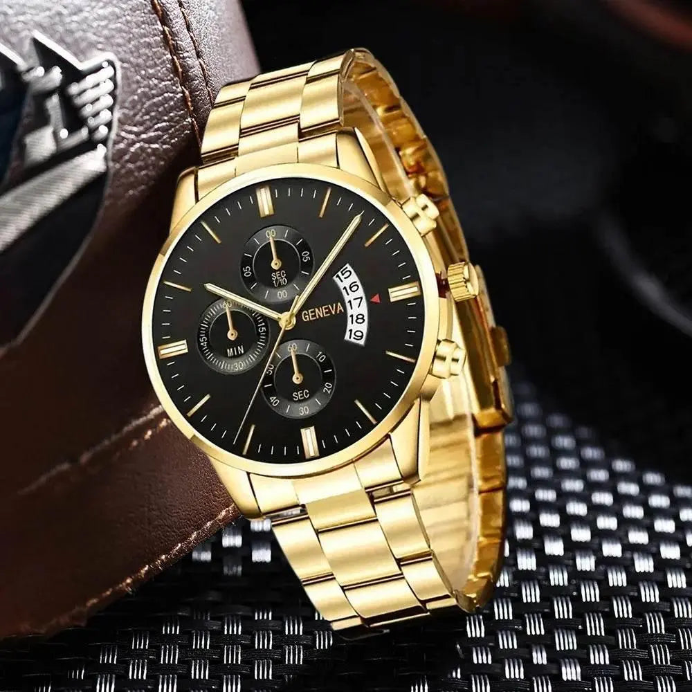 4 Pcs Casual And Fashionable Couple Watches Quartz Watches Women's Watches Matched With Couple Necklace Set - ACHETE LTD