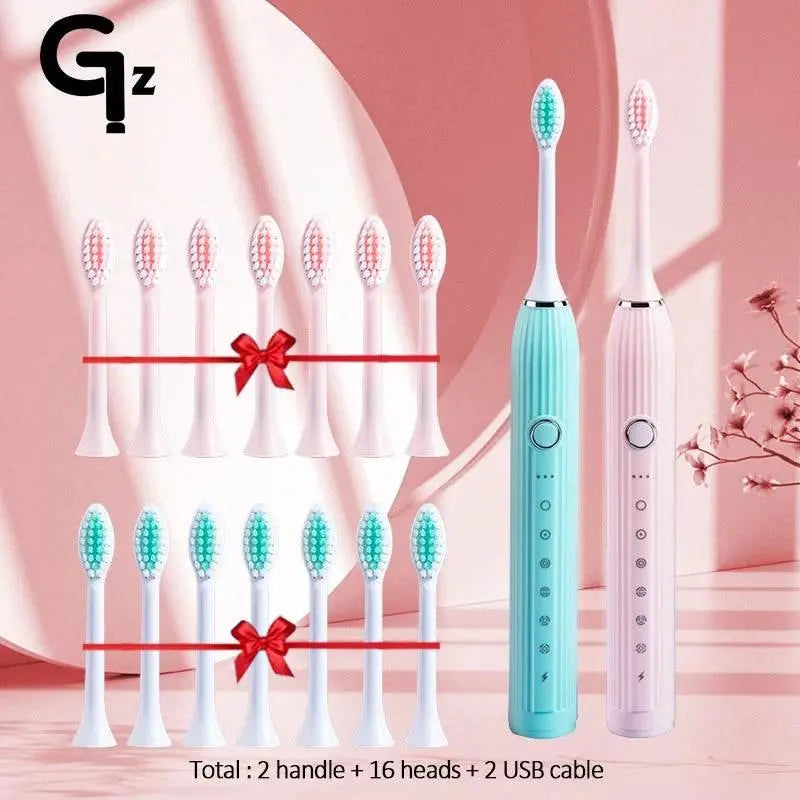 GeZhou N105 Sonic Electric Toothbrush Adult Timer Brush USB Rechargeable Electric Tooth Brushes with 8pcs Replacement Brush Head - ACHETE LTD