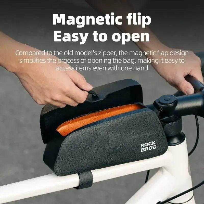 ROCKBROS Bike Top Tube Bag Magnetic Waterproof TPU Bike Frame Front Pack Mountain Bike Riding Storage Bag Cycling Accessories - ACHETE LTD