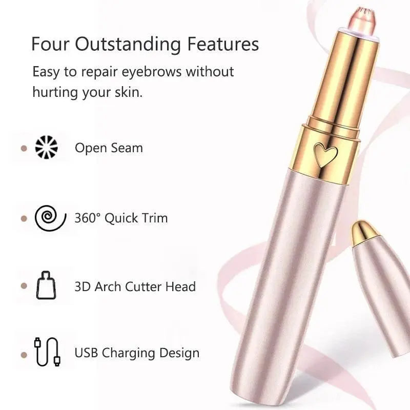 Rechargeable Electric Eyebrow Trimmer Makeup Painless EyeBrow Lipstick Epilator Mini Shaver Razors Portable Facial Hair Remover - ACHETE LTD