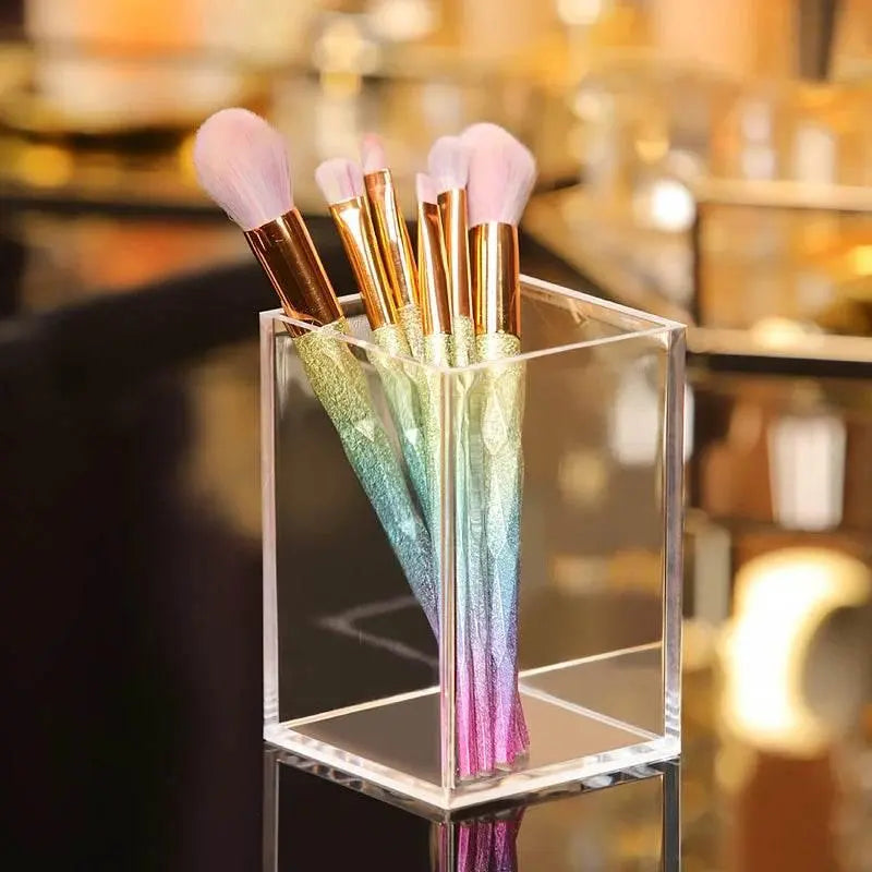Make Up Organizer Plastic Makeup Brush Pot Storage Acrylic For Cosmetics Holder Desk Cosmetic Storage Container - ACHETE LTD