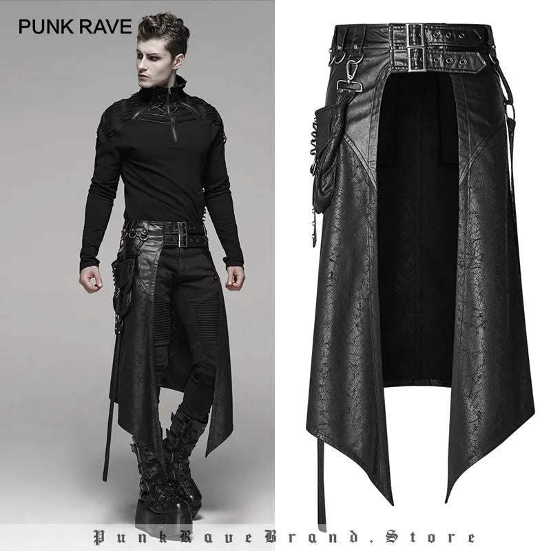 Men's Punk Half Skirt with Removable Pocket - Stage, Party, Club, Cosplay