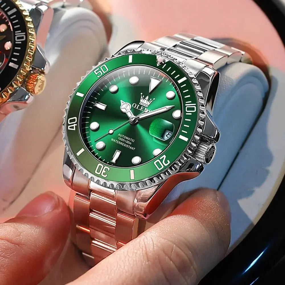 OLEVS Men Automatic Watch Luxury Diving Watch Waterproof Luminous Stainless steel Business Mechanical Watch for Men reloj hombre - ACHETE LTD