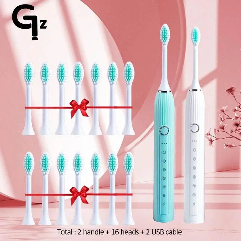 GeZhou N105 Sonic Electric Toothbrush Adult Timer Brush USB Rechargeable Electric Tooth Brushes with 8pcs Replacement Brush Head - ACHETE LTD