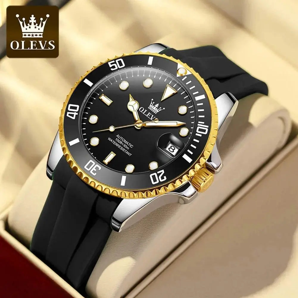 OLEVS Men Automatic Watch Luxury Diving Watch Waterproof Luminous Stainless steel Business Mechanical Watch for Men reloj hombre - ACHETE LTD