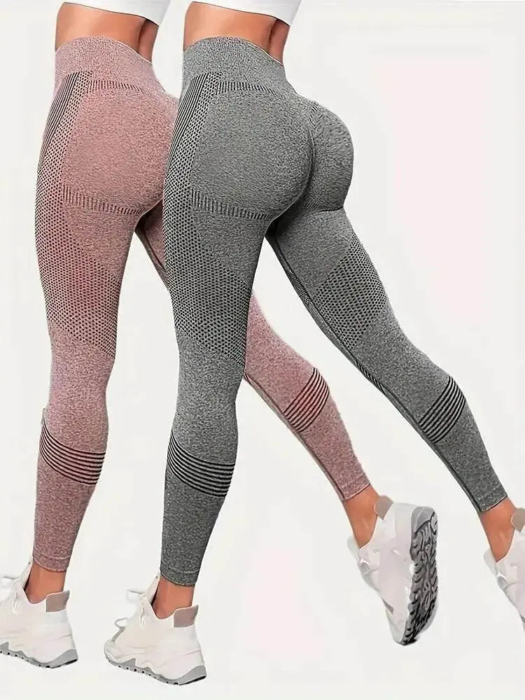 Women's 2-Piece Hip Lift Yoga Leggings Exercise High-Waisted Tummy Tuck Breathable Hp Lift Pants - ACHETE LTD