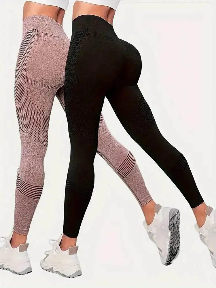 Women's 2-Piece Hip Lift Yoga Leggings Exercise High-Waisted Tummy Tuck Breathable Hp Lift Pants - ACHETE LTD