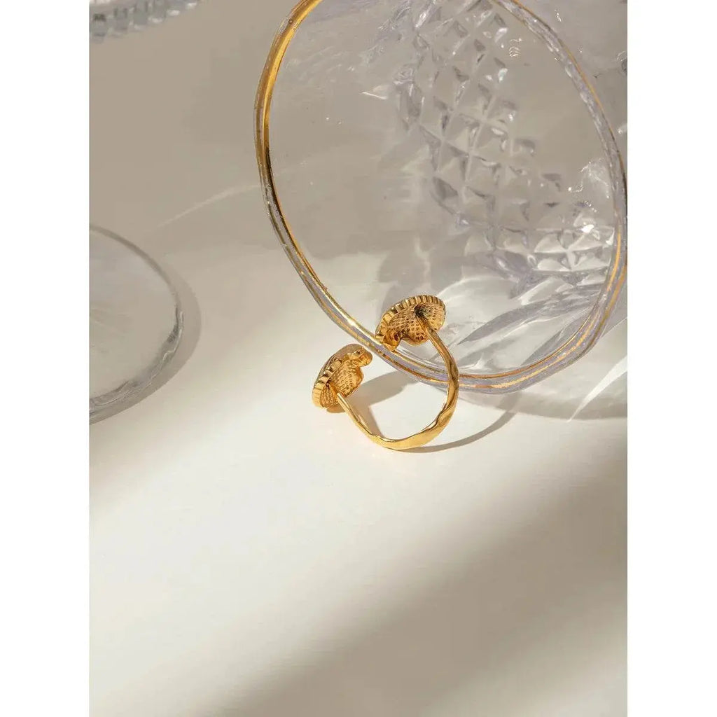 Sea Beach Stainless Steel Symmetrical Shell Shape Open Ring Light Cozy Women Charm 18K PVD Plated Waterproof Jewelry Femme - ACHETE LTD