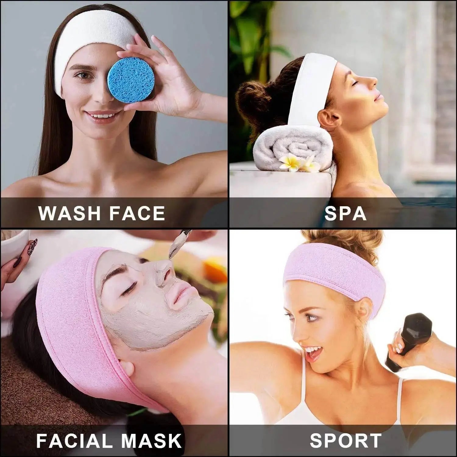Adjustable Head Band Wide Hairband Yoga Spa Bath Shower Makeup Wash Face Cosmetic Headband for Women Ladies Make Up Accessories - ACHETE LTD