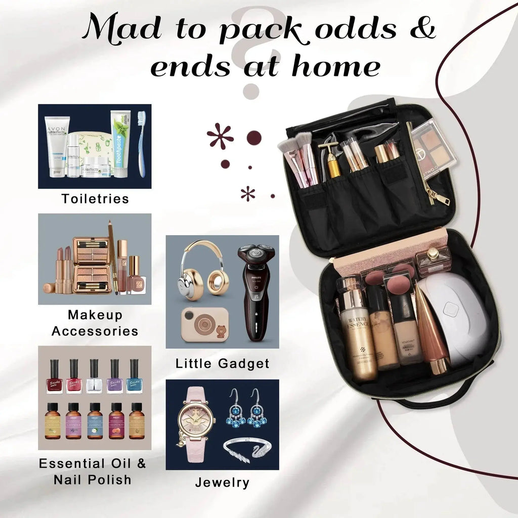 Travel Makeup Bag, Make up Bag Leather Cosmetic Bag Travel Toiletry Bag Make Up Bag Brush Organizer - ACHETE LTD