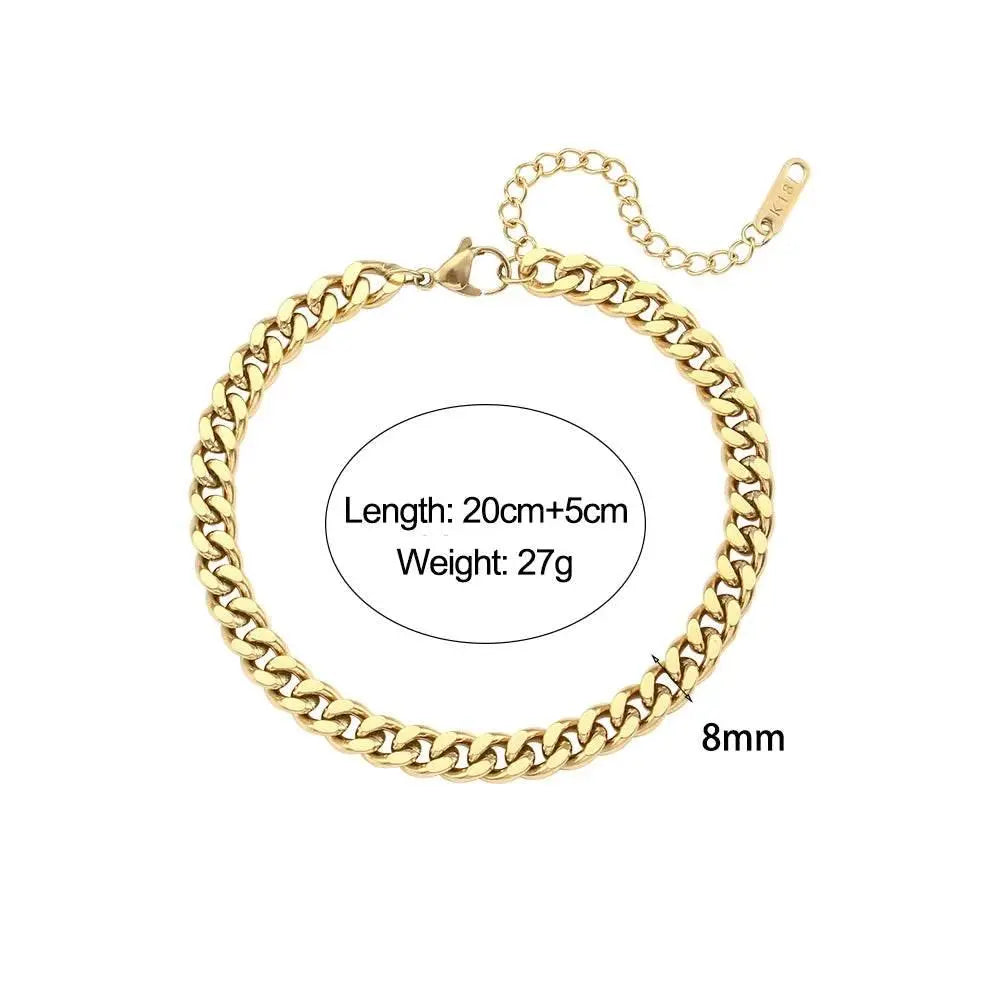 Miniamlist Men Bracelet Gold Jewelry Street Style Stainless Steel 316L 18k Gold Plated Cuban Chain Bracelets For Women - ACHETE LTD