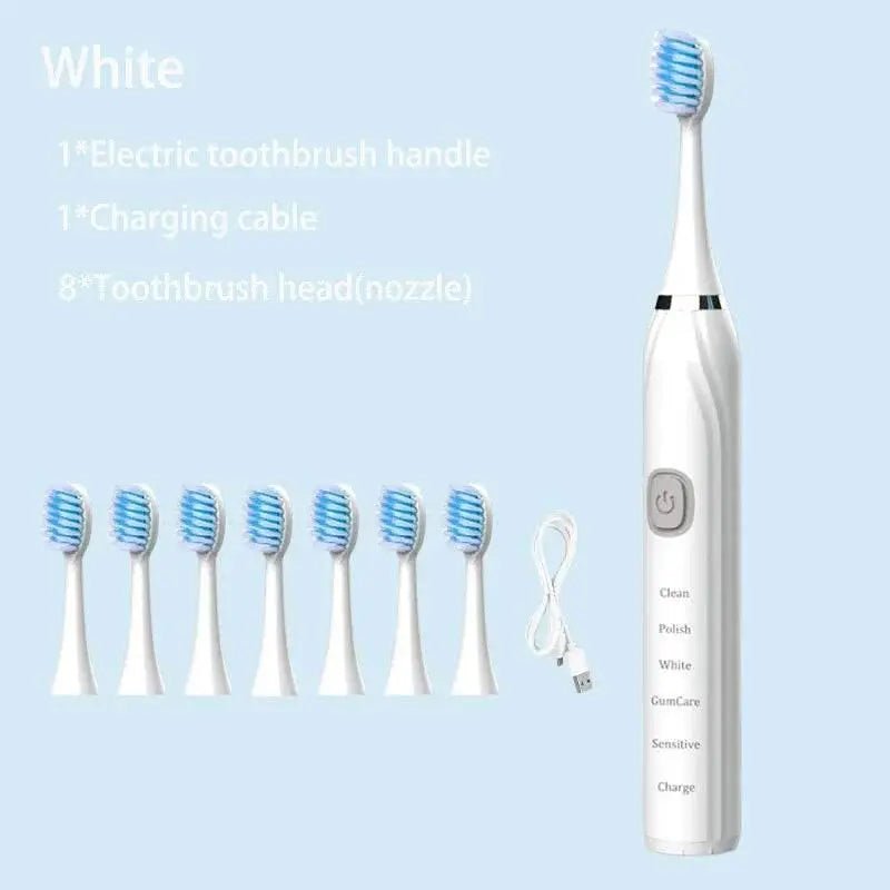 Sonic Electric Toothbrush Cleaning Brush For Adult Automatic Rechargeable Soft Hair Waterproof Ultrasonic Tooth Brush 4 heads - ACHETE LTD