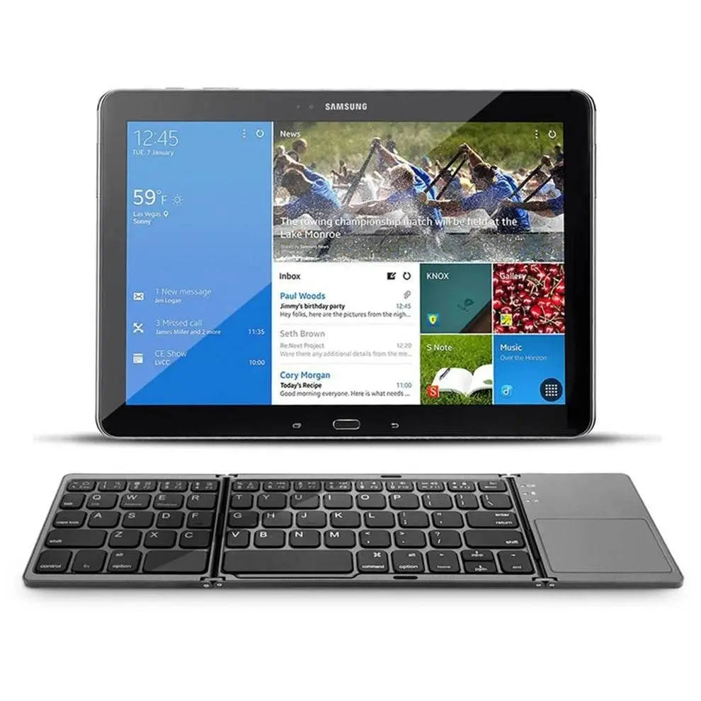 Foldable Wireless Keyboard Ultra Slim Touchpad Bluetooth Keyboard Rechargeable Folding Keyboard for Tablet Laptop - ACHETE LTD