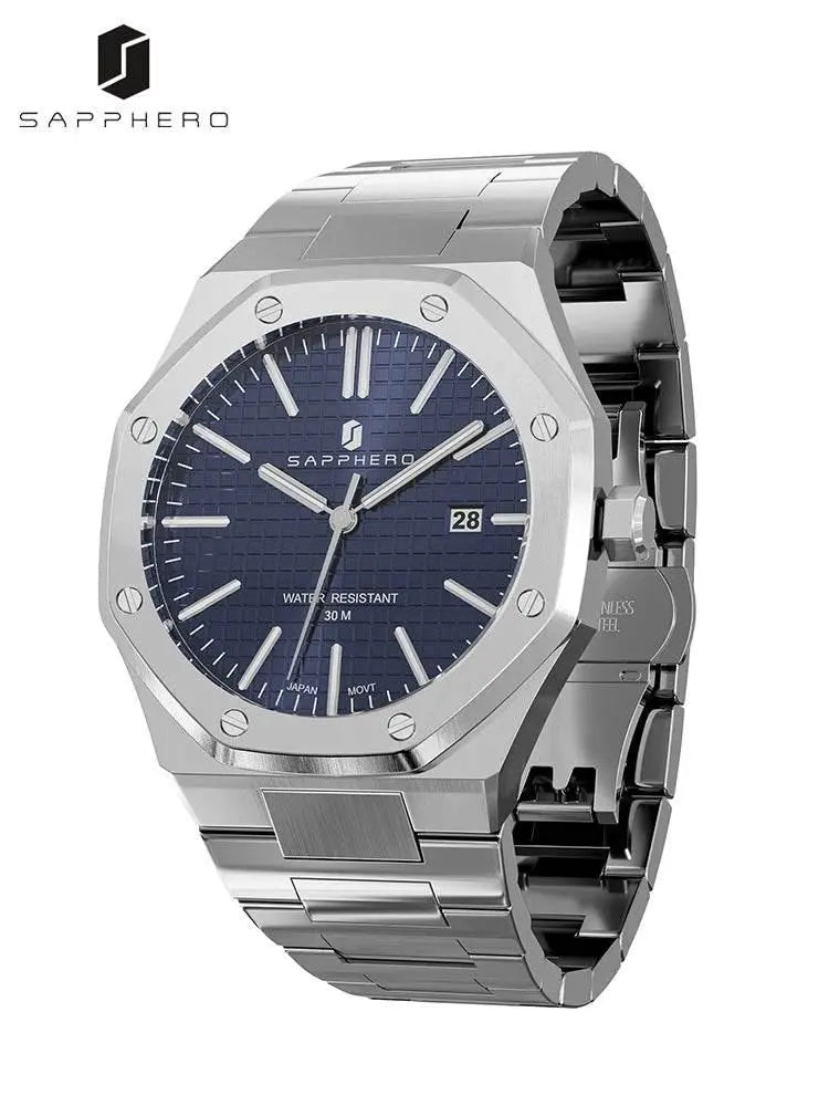 SAPPHERO Men's Watches Luxury Brands Stainless Steel Watches For Men Waterproof Clock Quartz Watches Men's Gifts Wristwatch - ACHETE LTD