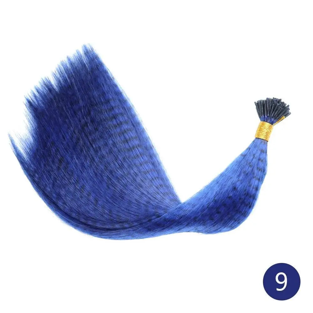 AZQUEEN Feather Hair Extension 10Pieces Fake Hair I Tip Rainbow Synthetic Hair 16inch Hairpiece Feather for Hair Extension - ACHETE LTD