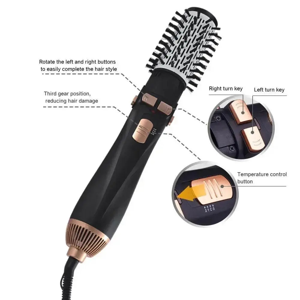 Hot Air Brush 4 Head Replaceable Hair Dryer Comb One Step Blower Strong Wind Electric Straightener Roller Curler Styling Tools - ACHETE LTD