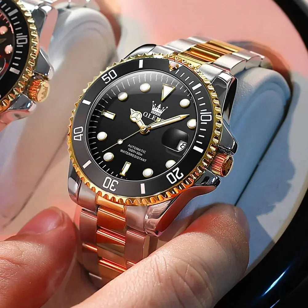 OLEVS Men Automatic Watch Luxury Diving Watch Waterproof Luminous Stainless steel Business Mechanical Watch for Men reloj hombre - ACHETE LTD
