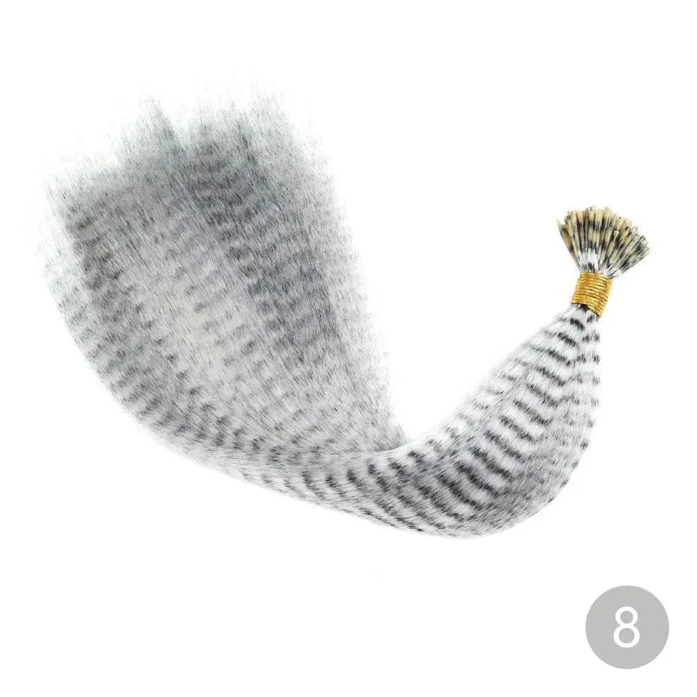 AZQUEEN Feather Hair Extension 10Pieces Fake Hair I Tip Rainbow Synthetic Hair 16inch Hairpiece Feather for Hair Extension - ACHETE LTD