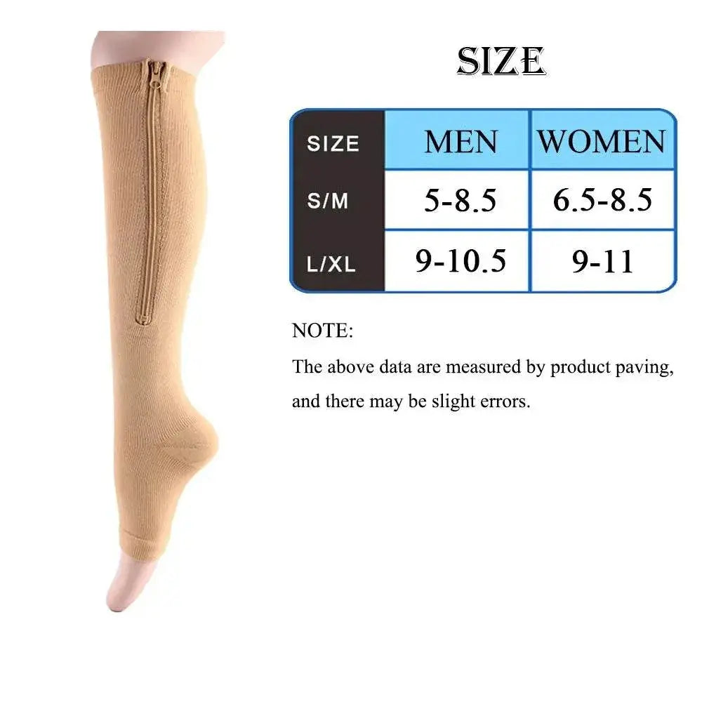 Compression Socks Running Sports Socks Hiking Men Women Knee High Zipper Socks Anti-Fatigue Compression Socks Stretchy Sox - ACHETE LTD