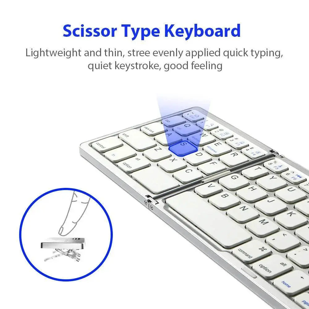 Foldable Wireless Keyboard Ultra Slim Touchpad Bluetooth Keyboard Rechargeable Folding Keyboard for Tablet Laptop - ACHETE LTD