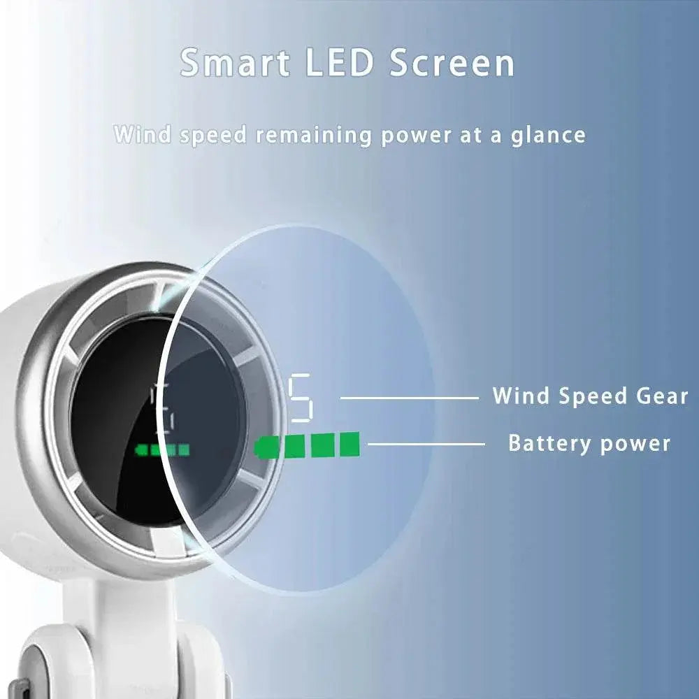 Portable Turbo Fan Mini Hanging Neck Fan USB Rechargeable Handheld Fan 3600mAh Foldable Mini Neck Fan Portable Small Turbo Fan - ACHETE LTD