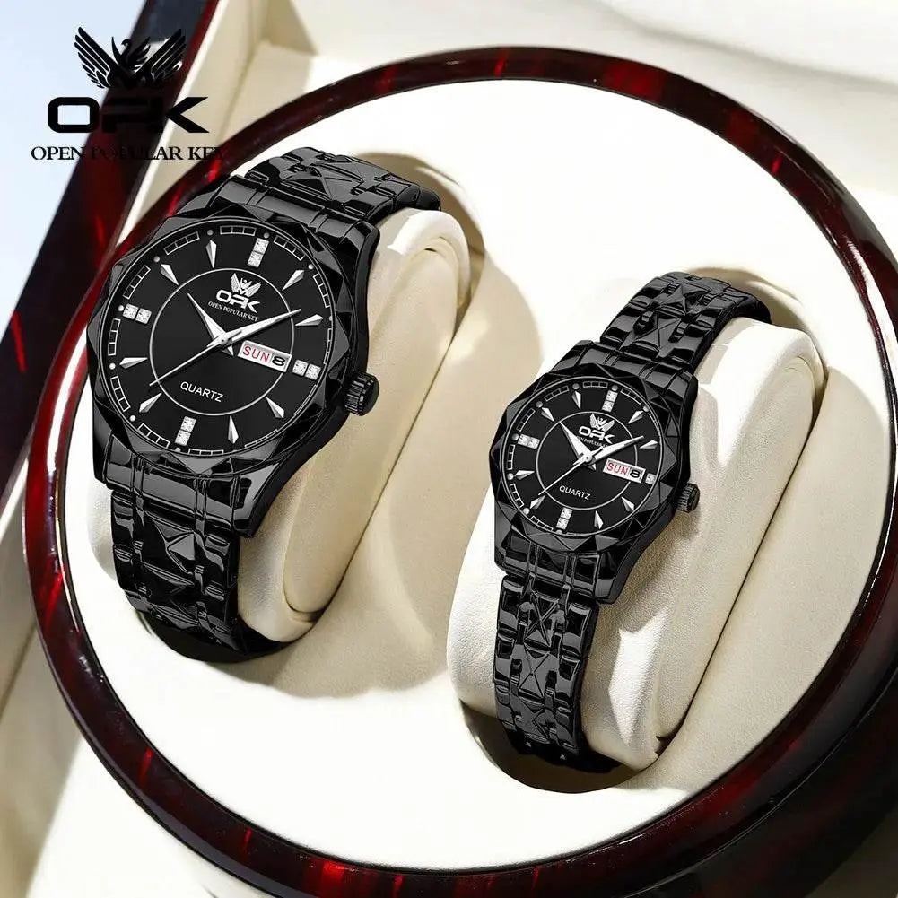 OPK 8151 Golden Stainless Steel Couple Watches - ACHETE LTD