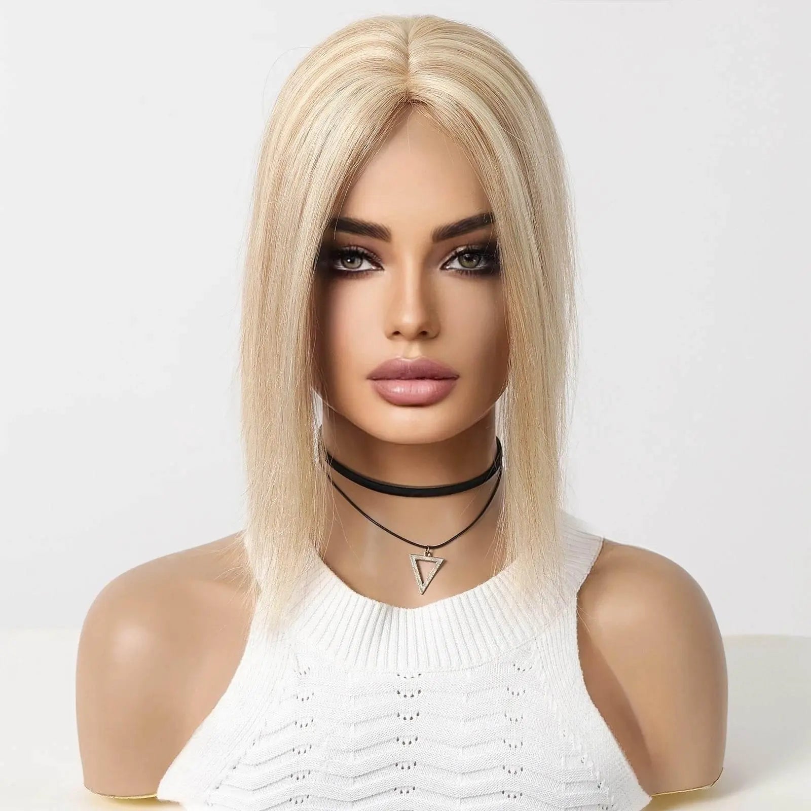 Blonde Piano Human Hair Toppers Silk Base Remy Human Hairpieces 12inch Clips in Straight Human Hair Extensions for White Women - ACHETE LTD