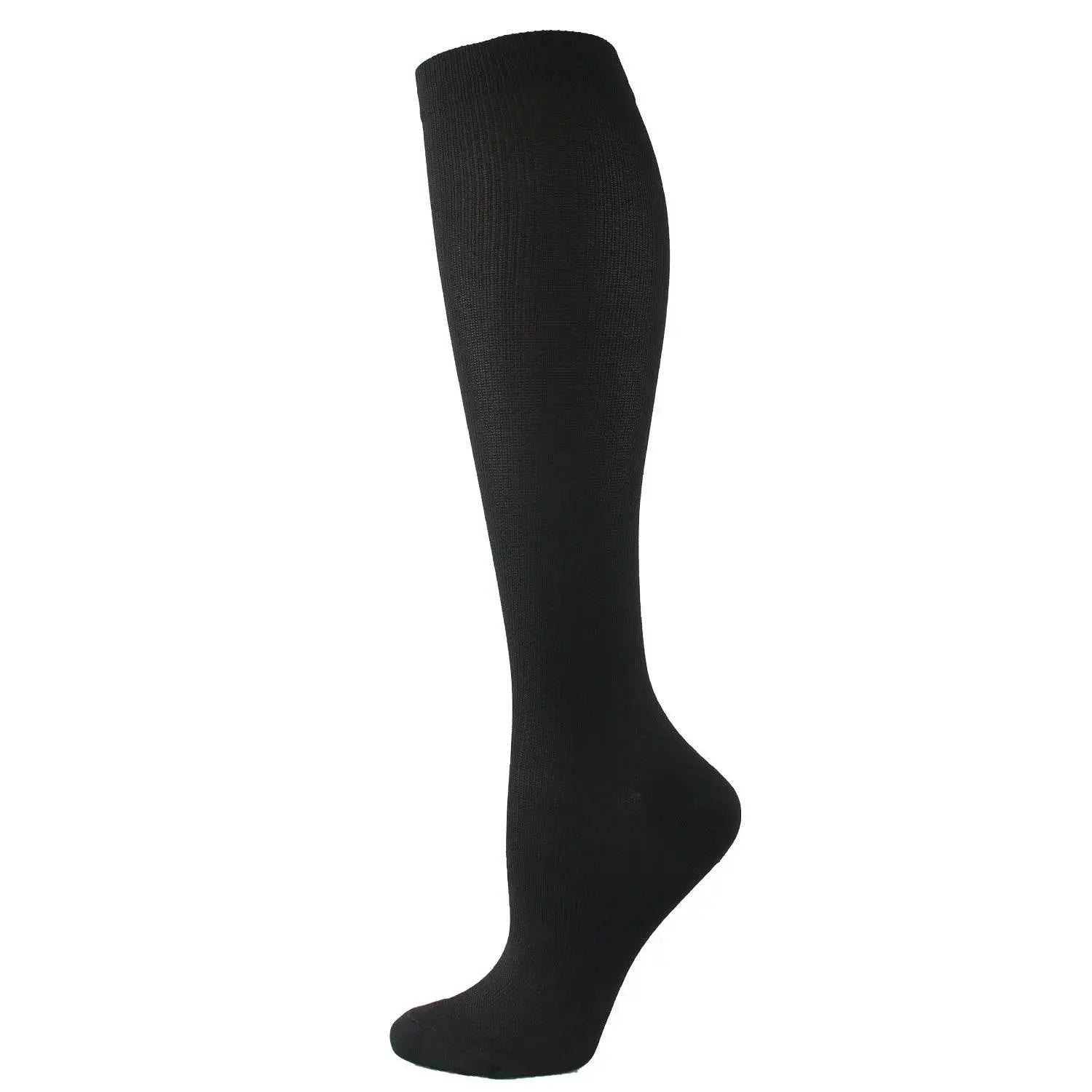 6 Pairs Solid Color Compression Socks Nurse Compression Socks Black Skin Color - ACHETE LTD