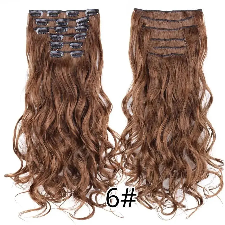 Leeons Synthetic Hair Curly Clip In Wig Extension 16 Clips In Hair Extension Hair Pieces Fake Hair Extension Synthetic 49 Colors - ACHETE LTD