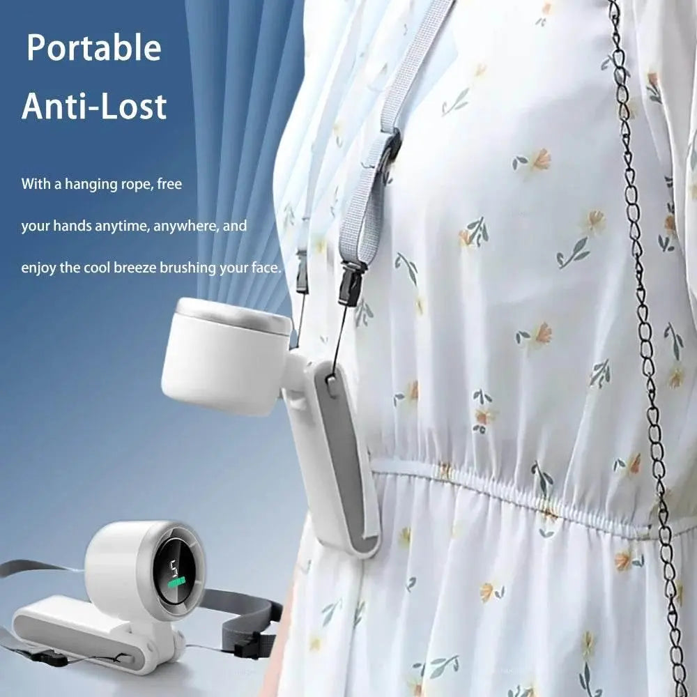 Portable Turbo Fan Mini Hanging Neck Fan USB Rechargeable Handheld Fan 3600mAh Foldable Mini Neck Fan Portable Small Turbo Fan - ACHETE LTD