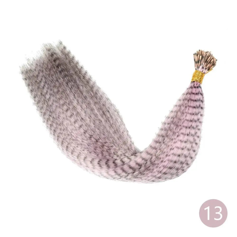 AZQUEEN Feather Hair Extension 10Pieces Fake Hair I Tip Rainbow Synthetic Hair 16inch Hairpiece Feather for Hair Extension - ACHETE LTD