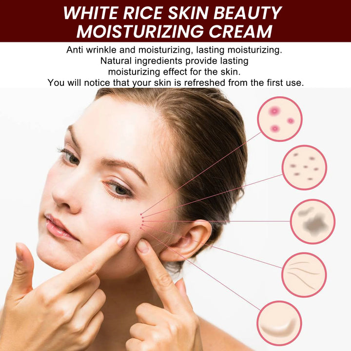 White Rice Whitening Face Serum Wrinkle Remove Fine Lines Cream Shrink Pores Fade Dull Melanin Moisturize Brighten Skin Care Set