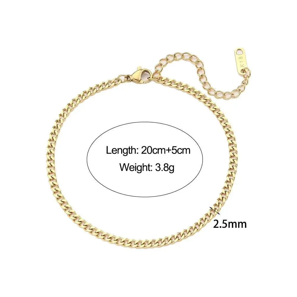 Miniamlist Men Bracelet Gold Jewelry Street Style Stainless Steel 316L 18k Gold Plated Cuban Chain Bracelets For Women - ACHETE LTD