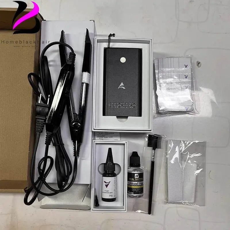 V-Light Technology Hair Extension Machine white Hair Extension Tools Kit Set with V light Hair extension glue - ACHETE LTD